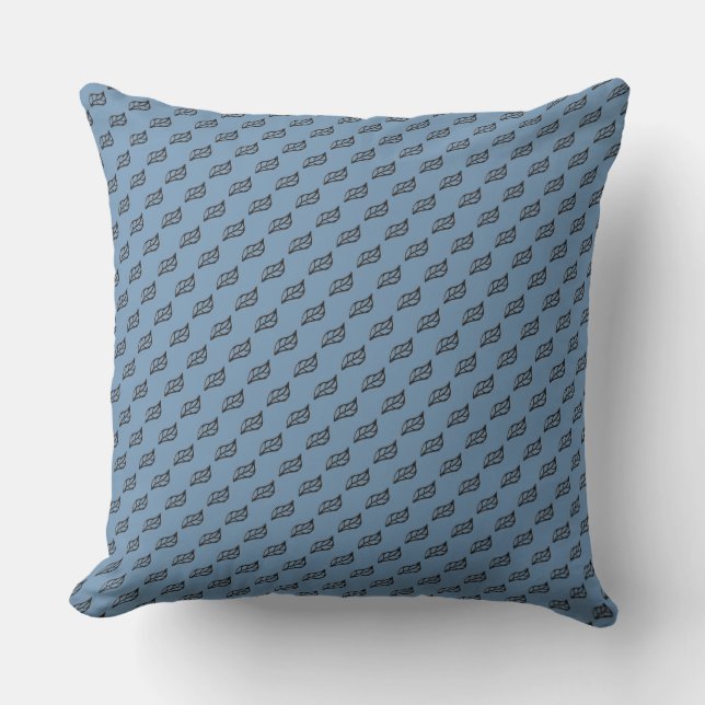 Coussin Feuilles noirs en bleu (Recto)