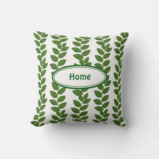 Coussin Feuilles Plantes verts modernes (Recto)