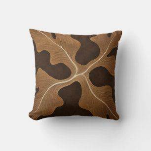 Coussin Feuilles ramifiées ocres Brun foncé
