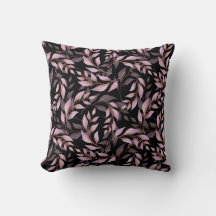 Feuilles Rose Pastel et Motif Noir