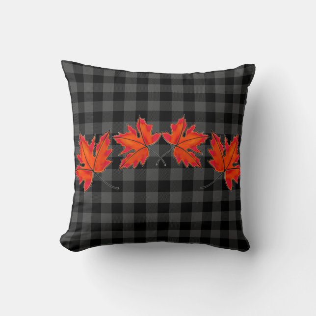 Coussin Feuilles rouges, feuilles d'érable, couleurs d'aut (Recto)