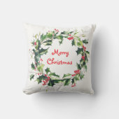 Coussin Feuilles saints et baies couronnes de Noël (Recto)