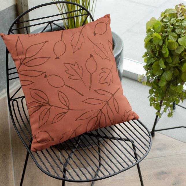 Coussin Feuilles Terracotta Automne Citrouille (Créateur téléchargé)
