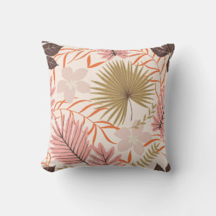 Coussin Feuilles tirés à la main : Motif de la jungle exot