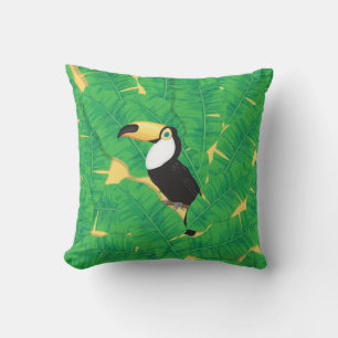 Coussin Feuilles toucans et bananes