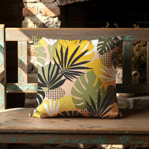 Coussin Feuilles Tropicales Abstraites Modernes & Points