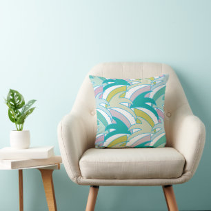 Coussin Feuilles tropicales colorées vintage