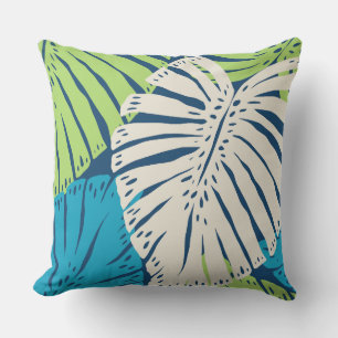 Coussin Feuilles tropicales hawaïennes de la jungle Monste