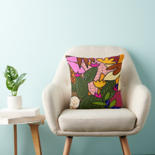 Coussin feuilles tropicaux Abstraits et fleurs