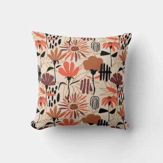 Coussin Feuilles tropicaux dessiné à la main sans couture