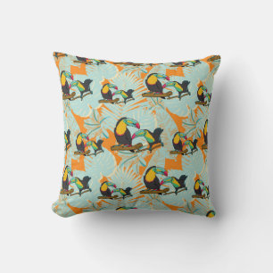 Coussin Feuilles tropicaux toucan sans couture Motif