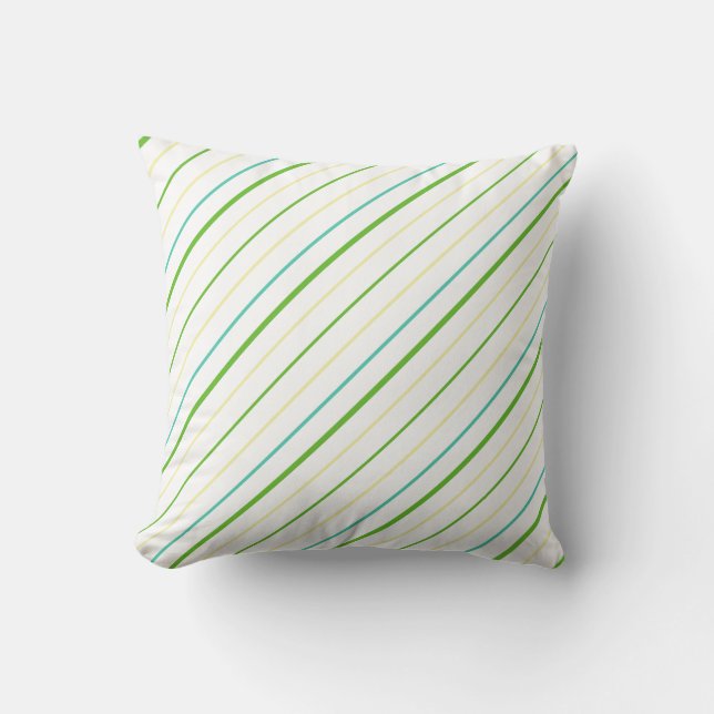 Coussin Feuilles Vert, Turquoise, Jaune, Blancs (Recto)