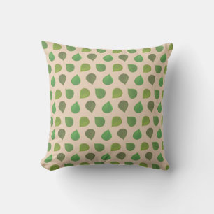 Coussin Feuilles vertes d'arbre de Jade sur fond beige