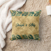 Coussin Feuilles vertes et dorées élégantes (Couverture)