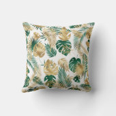 Coussin Feuilles vertes et dorées élégantes (Verso)