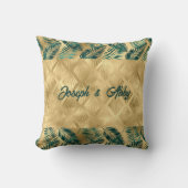 Coussin Feuilles vertes et dorées élégantes (Recto)