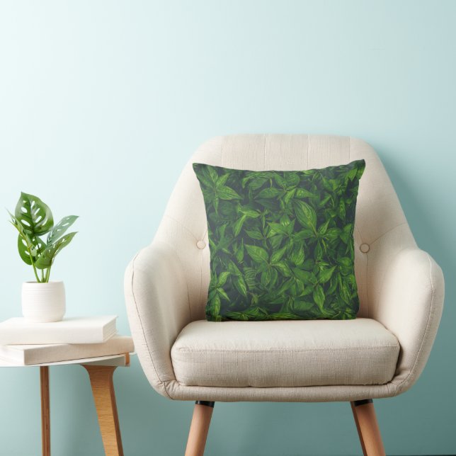 Coussin Feuilles Vertes Foncées  (Chaise)