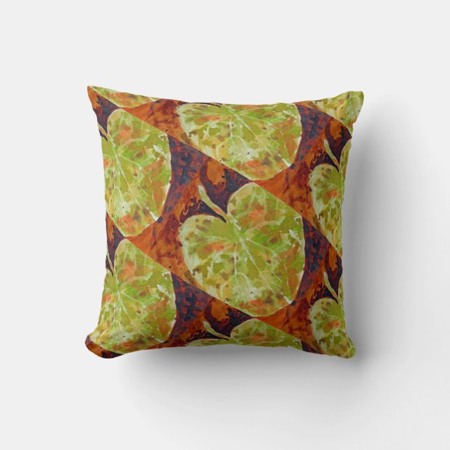 Coussin Feuilles verts en Brown pour l'automne (Recto)