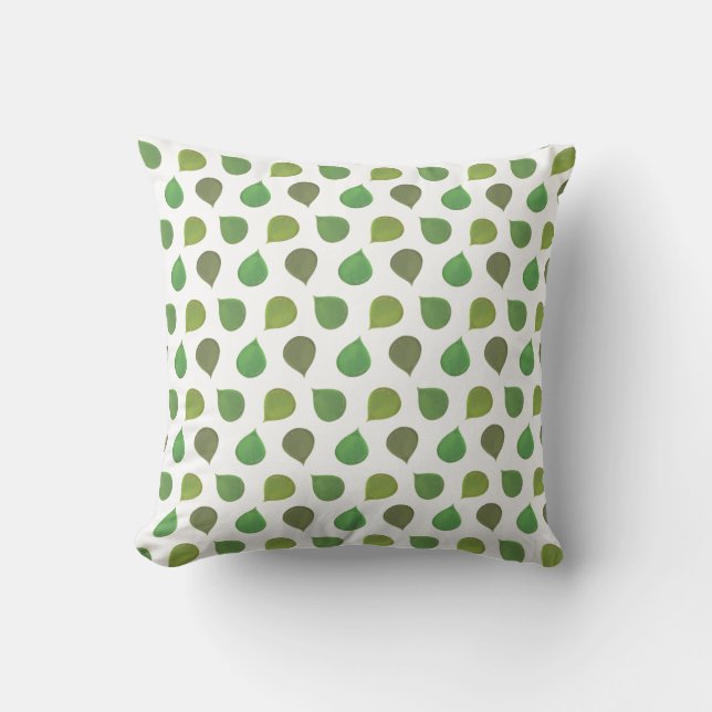 Coussin Feuilles verts Jade Tree sur blanc (Recto)