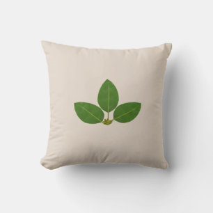 Coussin Feuilles verts modernes Laurel sur le beige clair