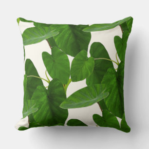 Coussin Feuilles verts plantes tropicaux sur l'ivoire
