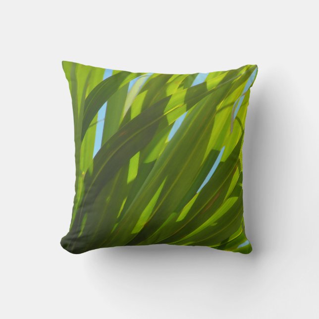 Coussin Feuilles verts, soleil et ciel bleu (Recto)
