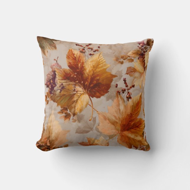 Coussin Feuilles vintages d'automne (Recto)