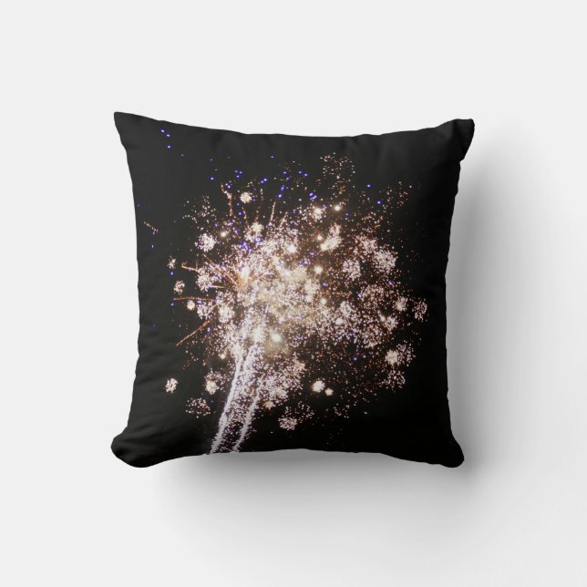 Coussin Feux d'artifice bleus et blancs (Recto)
