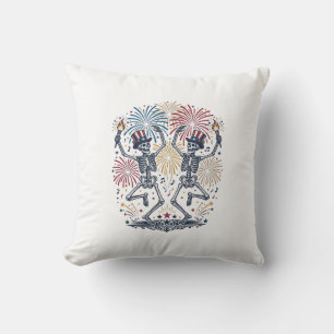 Coussin Feux d'artifice de squelettes dansants patriotique