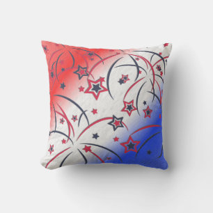 Coussin Feux d'artifice sur Bleu Blanc Rouge