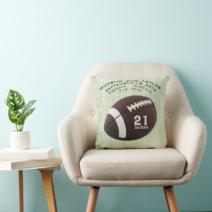 Coussin Fiche de naissance des garçons de football Green S