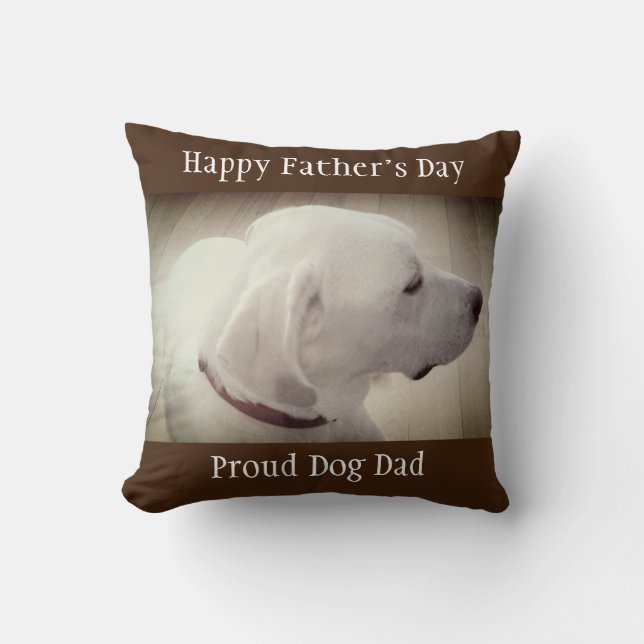Coussin Fier Chien Papa Sombre Brown (Recto)