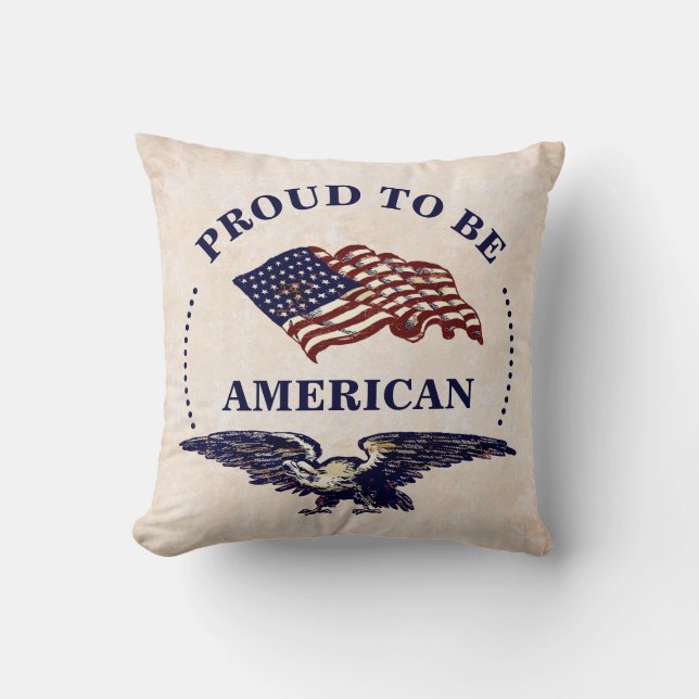 COUSSIN FIER D'ÊTRE EAGLE VINTAGE AMÉRICAIN ET DRAPEAU (Recto)