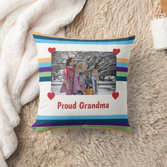 Coussin Fier grand-mère Aimer Bandes Photo Couleur Faites  (Couverture)