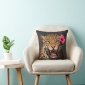 Coussin Fierce Leopard Pink Flower Pillow (Chaise)