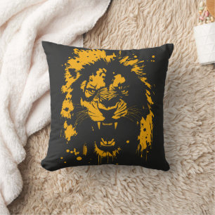 Coussin Fierce rugissement lion splash art