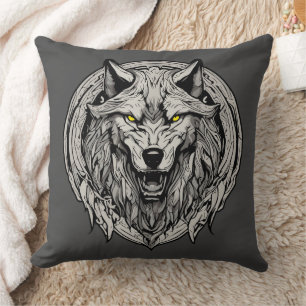 Coussin Fierce Wolf Mandala : Symbole de force