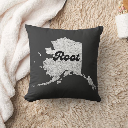 Coussin fière Alask State Root Map Outline Rocky Map AK (Couverture)