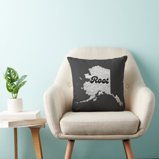 Coussin fière Alask State Root Map Outline Rocky Map AK (Chaise)