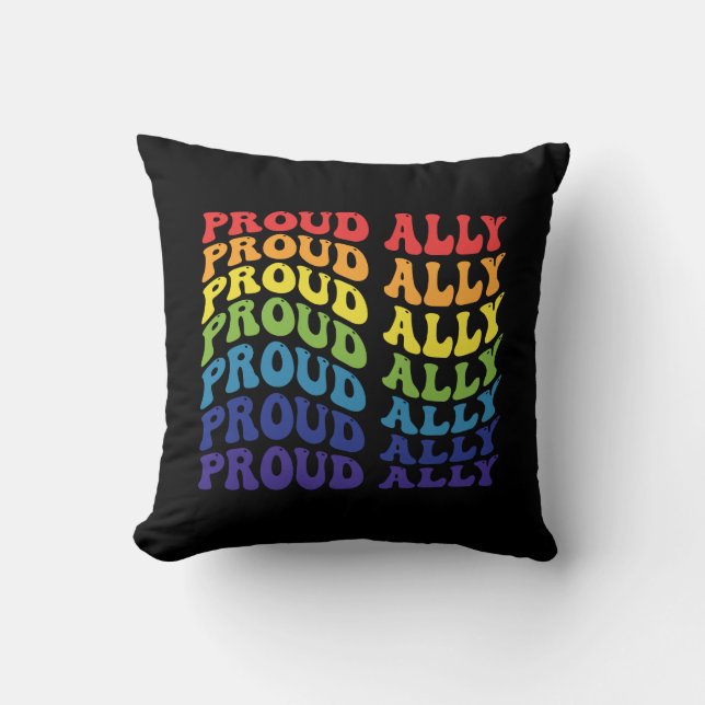 Coussin Fière Ally | LGBTQ | GAY PRIDE | Arc en ciel (Recto)