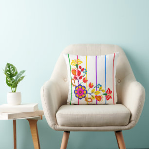 Coussin Fière d'être Latino Baby shower Fleurs et rayure