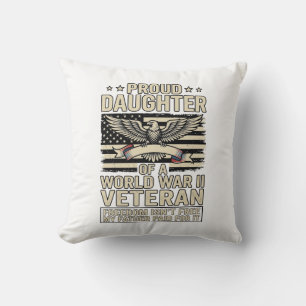Coussin Fière fille d'un vétéran de la Seconde Guerre mond