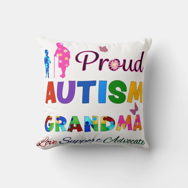 Coussin Fière grand-mère autiste (Recto)
