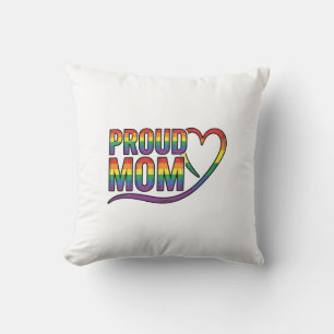 Coussin Fière Maman Cœur Arc-en-ciel Gravure Vintage Desig
