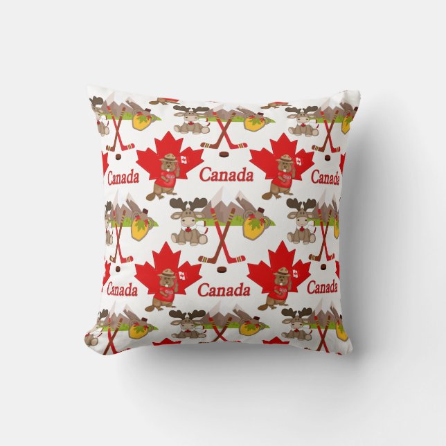 Coussin Fièrement le castor canadien (Recto)