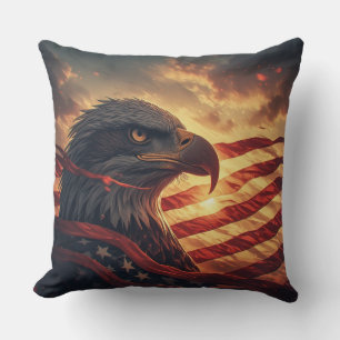 Coussin Fierté américaine patriotique Eagle American Glow