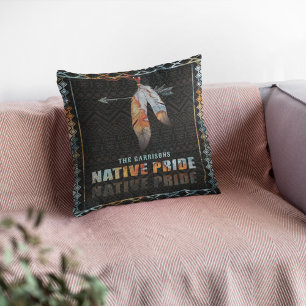 Coussin Fierté autochtone Plumes indienne Arrow tribale ré