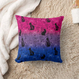 Coussin Fierté bisexuelle Chat Noir - Sorcière Mystique