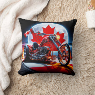Coussin Fierté canadienne nocturne sur un vélo sur mesure