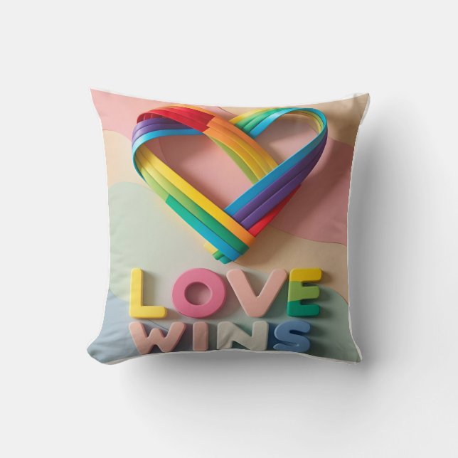 Coussin Fierté coeur fluide : l'amour gagne (Recto)